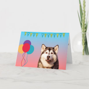 Siberian Husky Dog Happy Birthday Greeting Card
