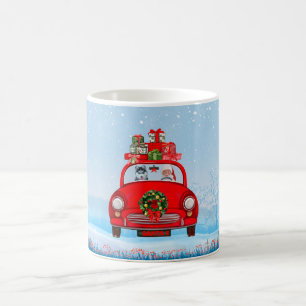 Siberian Husky Dog In Car With Santa Claus Coffee Mug