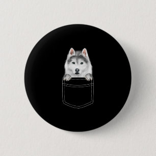 Siberian Husky Dog In Pocket Funny Dog Lover Gift 2 Inch Round Button