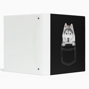 Siberian Husky Dog In Pocket  Funny Dog Lover Gift Binder