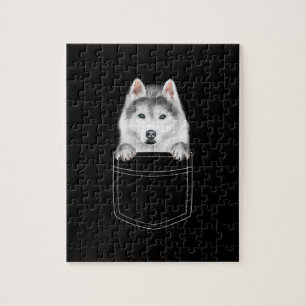 Siberian Husky Dog In Pocket Funny Dog Lover Gift Jigsaw Puzzle
