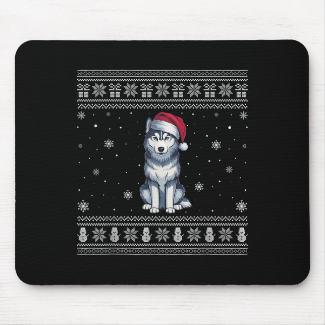 Siberian Husky Dog Lovers Men Women Santa Ugly Xma Mouse Pad (Front)