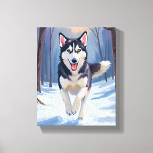 Siberian Husky Dog Painting Winter Canvas Print
