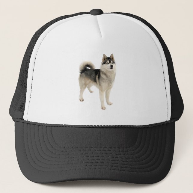 Siberian Husky Dog Pet Animal Custom Trucker Hat (Front)