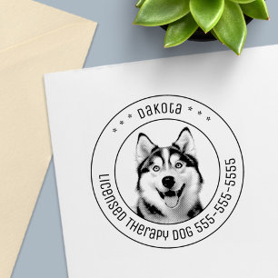 Siberian Husky Dog Pet Photo Round Self-inking Stamp