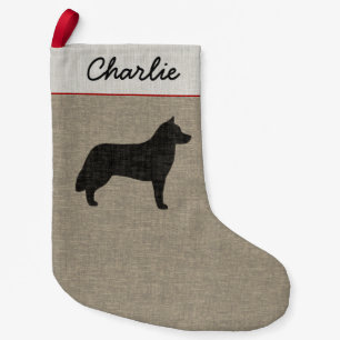 Siberian Husky Dog Silhouette Holiday Personalized Small Christmas Stocking