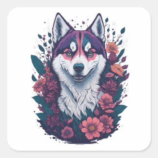 Siberian Husky Dog Square Sticker