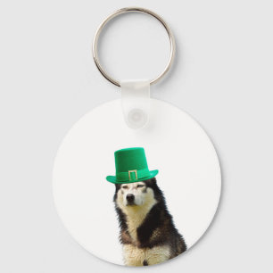 Siberian Husky Dog St. Patrick's day Keychain