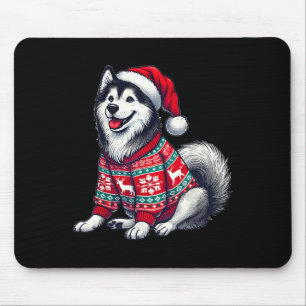 Siberian Husky Dog Ugly Sweater Santa Hat Christma Mouse Pad