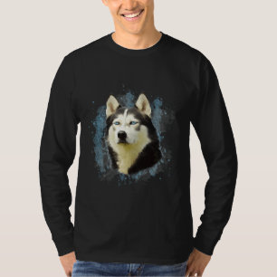 Siberian Husky Dog Water Colour Art Painting T-Shirt