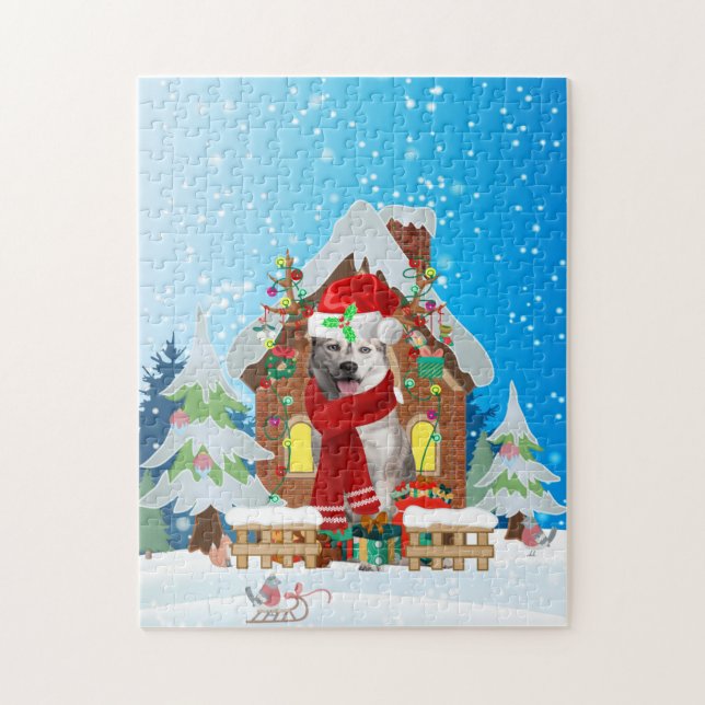 Siberian Husky dog with Christmas gifts Jigsaw Puzzle (Vertical)