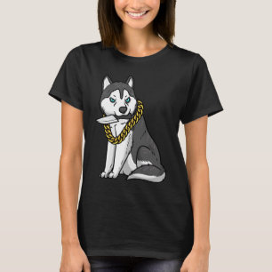 Siberian Husky Dog With Knife T-Shirt