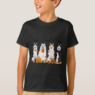 Siberian Husky Dogs Ghost Witch Mummy Halloween T-Shirt
