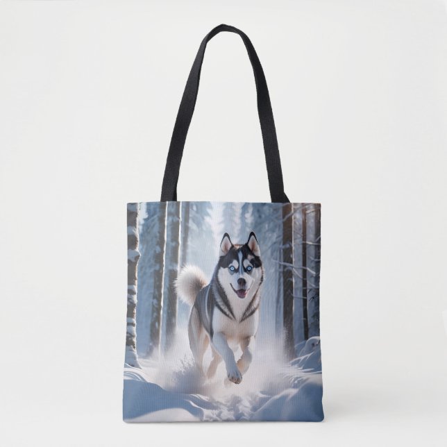 Siberian Husky Elegant Canvas Tote Bag (Front)