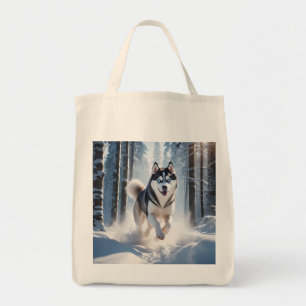 Siberian Husky Elegant Grocery Tote Bag