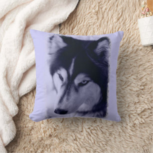 Siberian Husky Face Blue Tint Pillow