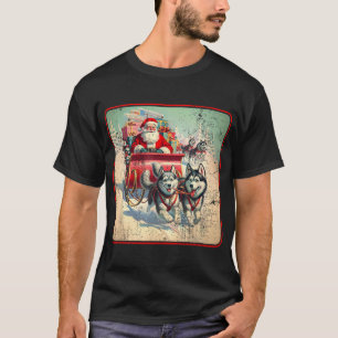 Siberian Husky Family Christmas Huskies Pulling T-Shirt