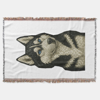 Siberian Husky Gemstone Throw Blanket