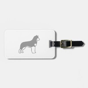 siberian husky grey and white silo luggage tag