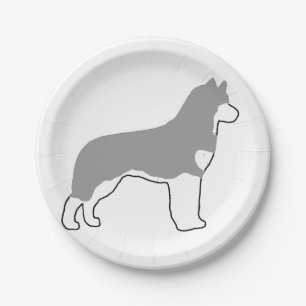 siberian husky grey and white silo paper plate