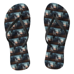 Siberian Husky Halloween Scary Flip Flops