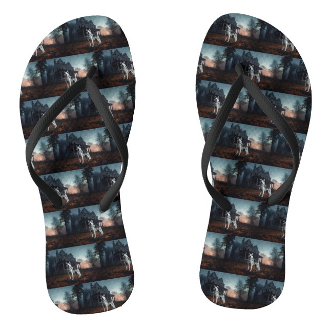 Siberian Husky Halloween Scary  Flip Flops (Footbed)
