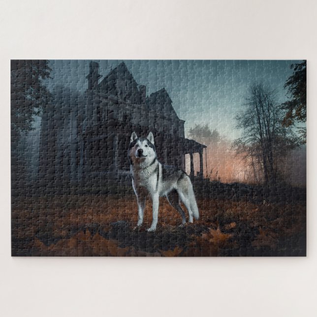 Siberian Husky Halloween Scary  Jigsaw Puzzle (Horizontal)