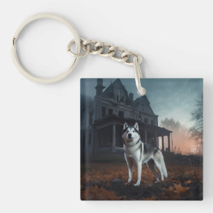 Siberian Husky Halloween Scary  Keychain