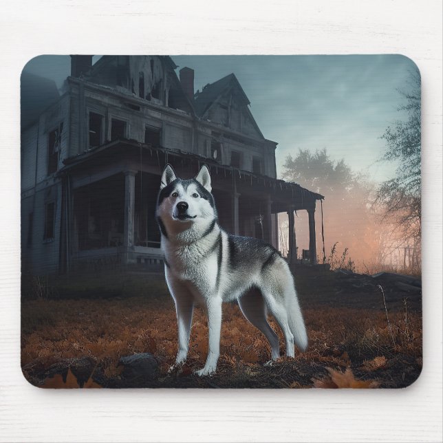 Siberian Husky Halloween Scary  Mouse Pad (Front)