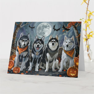 Siberian Husky Halloween Spooky  Card