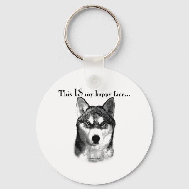 Siberian Husky Happy Face Keychain (Front)