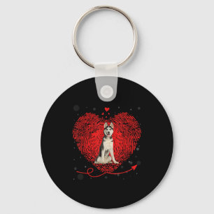 Siberian Husky Heart Love Funny Valentine Gift Keychain