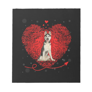 Siberian Husky Heart Love Funny Valentine Gift Notepad