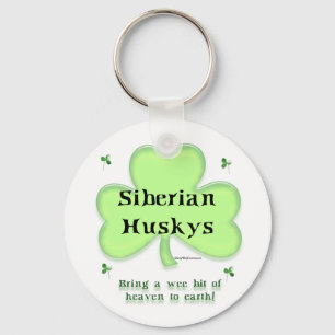 Siberian Husky Heaven; Husky St. Patrick's day Keychain