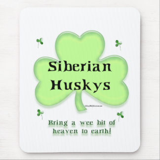 Siberian Husky Heaven; Husky St. Patrick's day Mouse Pad