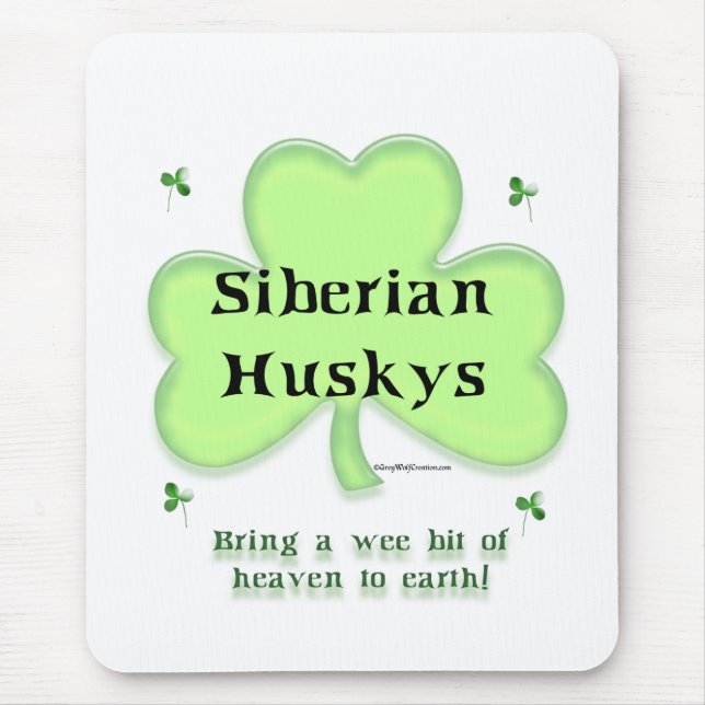 Siberian Husky Heaven; Husky St. Patrick's day Mouse Pad (Front)
