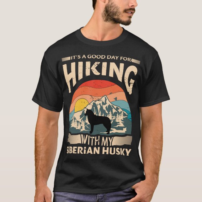 Siberian Husky Hiking T-Shirt (Front)