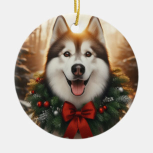 Siberian Husky Holiday Ornament