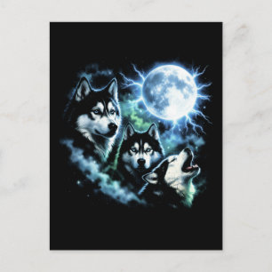 Siberian Husky Howling at the Moon – Night Sky Dog Postcard