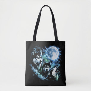 Siberian Husky Howling at the Moon – Night Sky Dog Tote Bag