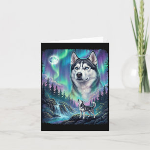 Siberian Husky Howling Northern Lights Dog Owner Card