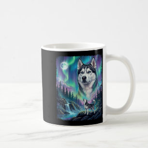 Siberian Husky Howling Northern Lights Dog Owner Coffee Mug