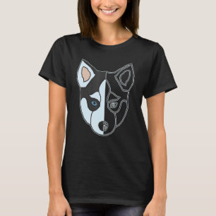 Siberian Husky Imprint Motif Dog Face Pet Artwork T-Shirt