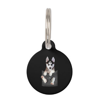 Siberian Husky In Pocket Puppy Pet Tag