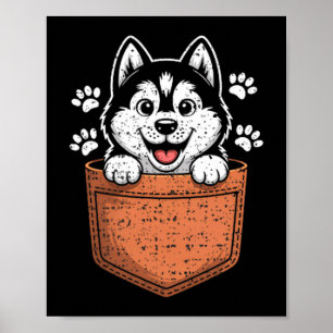 Siberian Husky In Your Front Cket  Poster