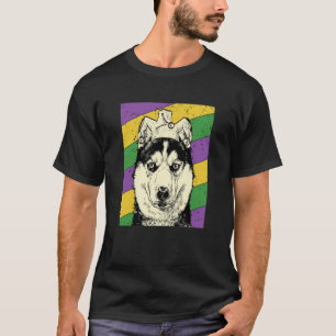Siberian Husky Jester Mardi Gras Dog Mom or Dad T-Shirt