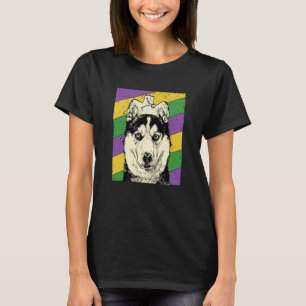 Siberian Husky Jester Mardi Gras Dog Mom or Dad T-Shirt