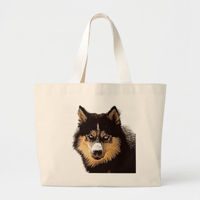 Siberian Husky Large Tote Bag (Front)