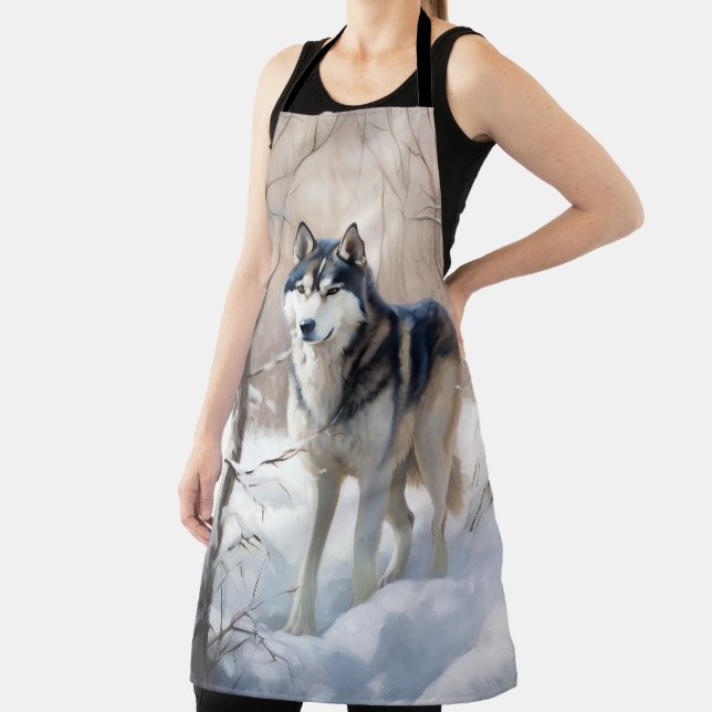 Siberian Husky Let It Snow Christmas Apron (Insitu)