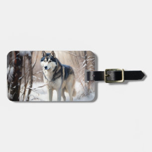 Siberian Husky Let It Snow Christmas Luggage Tag